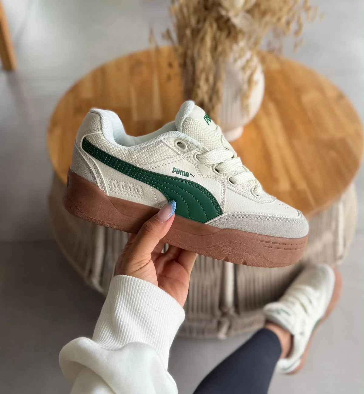 Sneaker blanco y verde